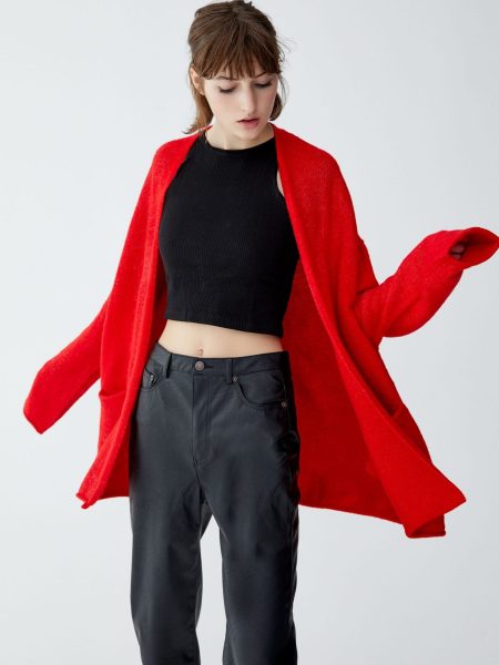 Red Soft Knit Cardigan